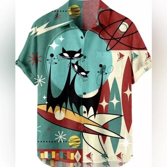 Shirt Size large Men Hawaiin 50’s Style Button Down Bowling Shirt new - Picture 1 of 3